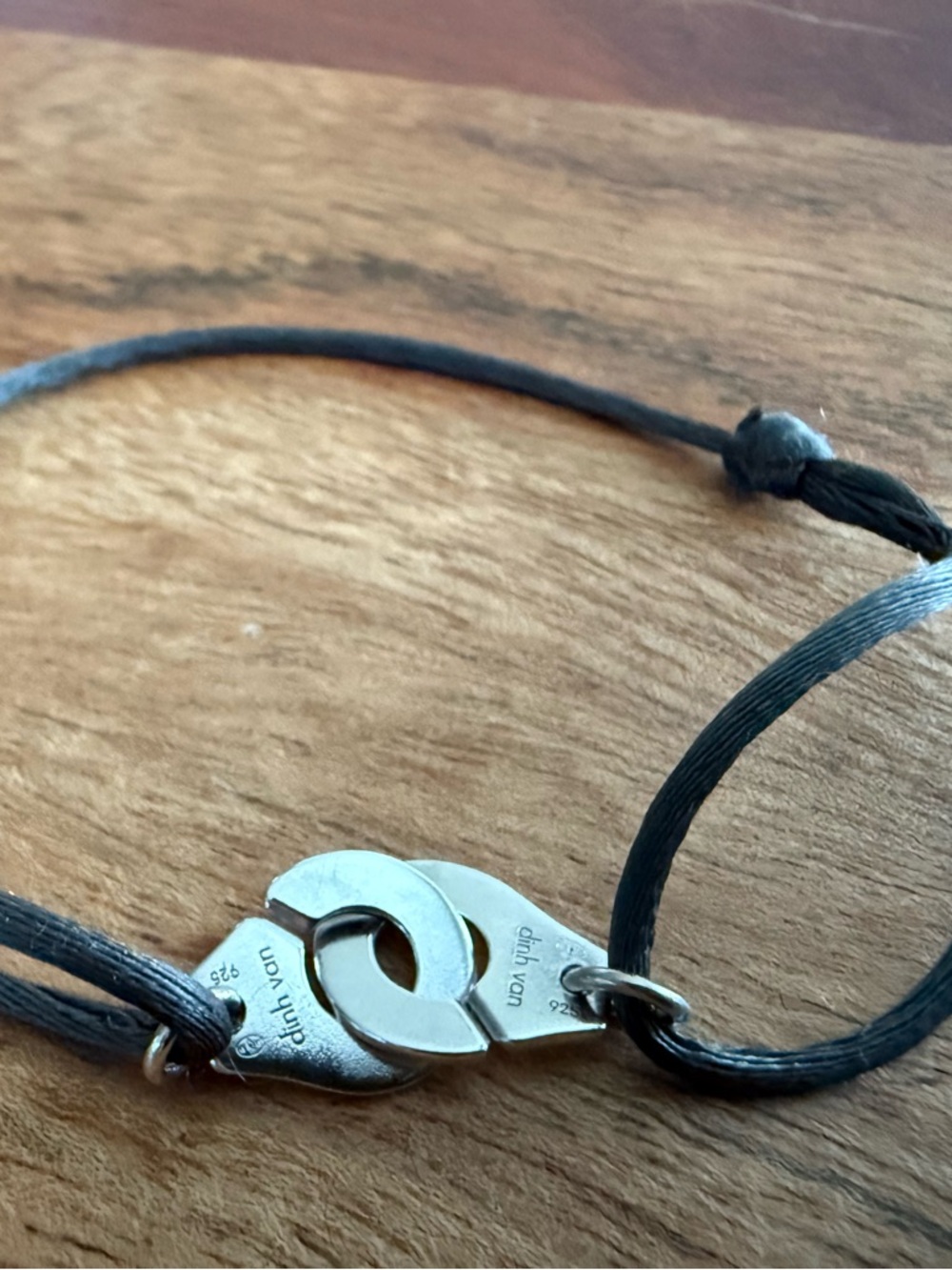 Dinh Vah Paris Menottes Dark Gray Charcoal Silk Cord Adjustable Bracelet View 2